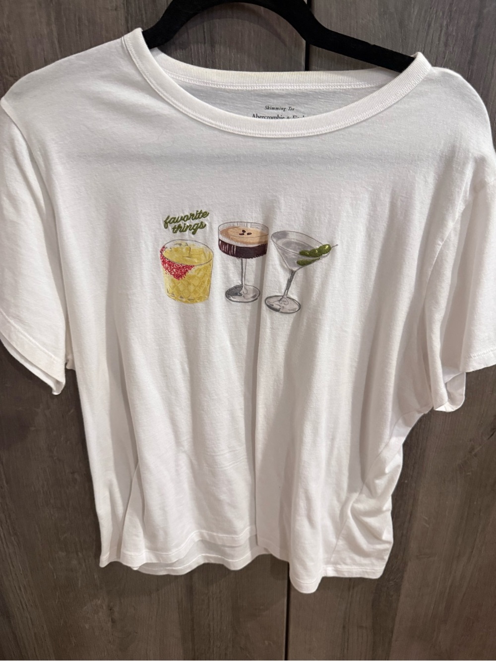 Abercrombie & Fitch White Tee with Colorful Drink Graphics